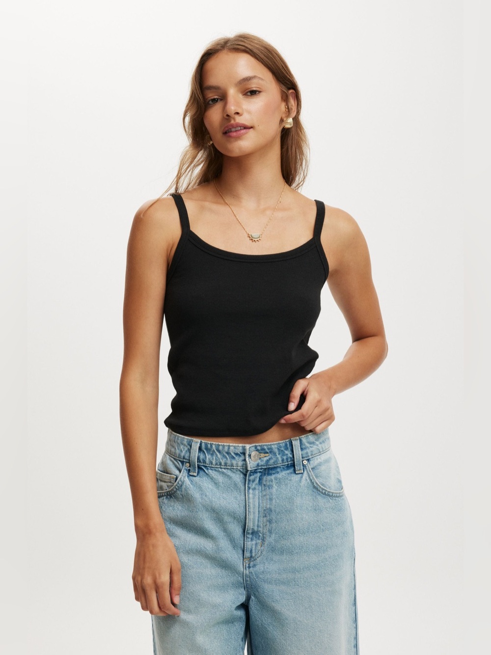Brandy Melville Black Ribbed Knit Camisole Tank Top
